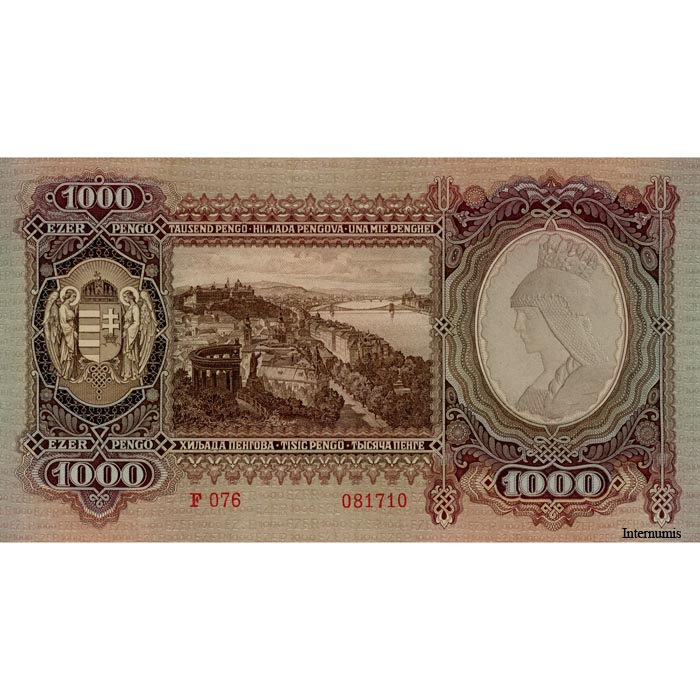 Ungarn - 1000 Pengö 24.2.1943, (P.116) Erh. UNC – Bild 2