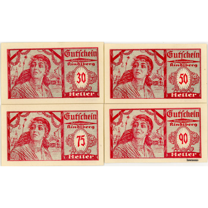 Rindlberg(OÖ) - 30,50.75,90 Heller o.D., Spezialauflage II mit KN., (KKN.S839)II)f2) Erh. I/I- – Bild 2